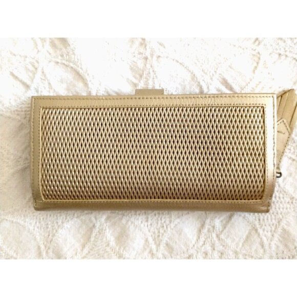 Wallet Bi-Fold Women's VELEZ Leather Organizer Small Clutch Matte Gold - 8x4x1 - Picture 2 of 13